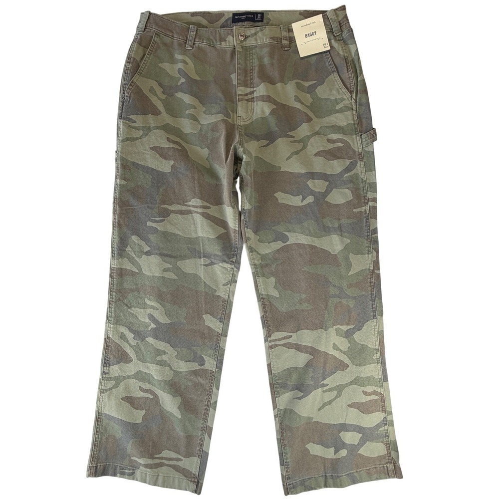 Abercrombie &‎ Fitch Baggy Carpenter Pants Mens 38x32 Green Camo Utility NWT